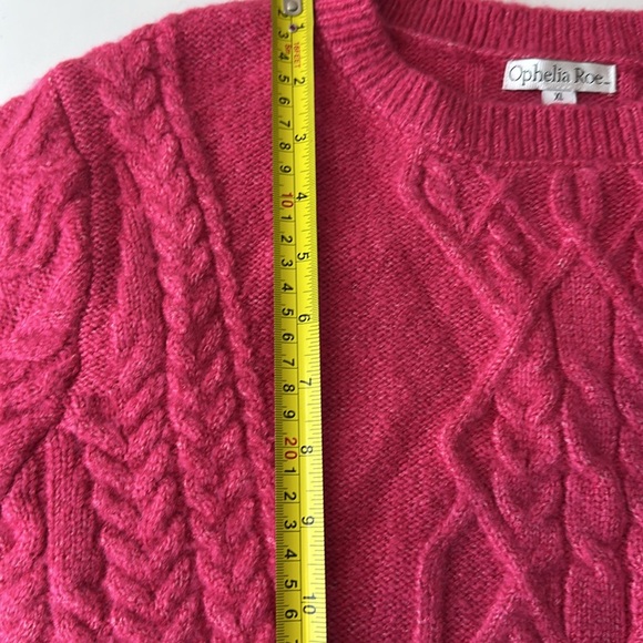 Hot Pink Cable Knit Sweater Balloon Sleeves - Picture 6 of 11